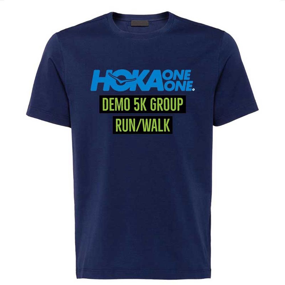 Hoka Mens Tee NZ - Hoka O Neck Summer And Generous Cotton Navy Blue (ZJG489705)